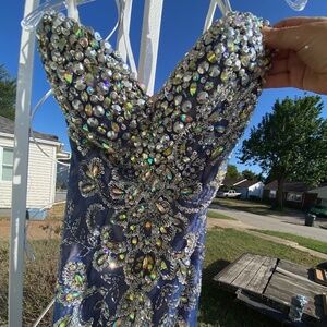 MacDuggal Baby Blue Rhinestoned Formal Dress, Size 6